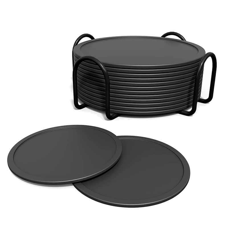 

12Pcs Silicone Drink Coasters Set Cup Coasters With Overflow Ring Heat-Resistant