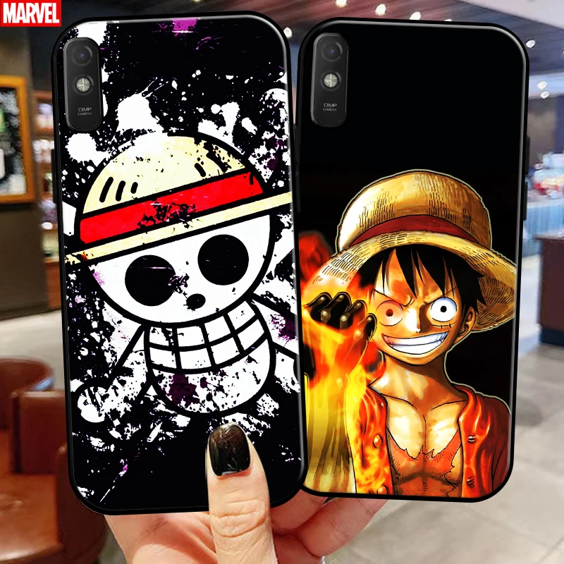 

One Piece Luffy Logo For Xiaomi Redmi 9A 9AT 6.53 Inch Phone Case Soft Coque Back Black Liquid Silicon