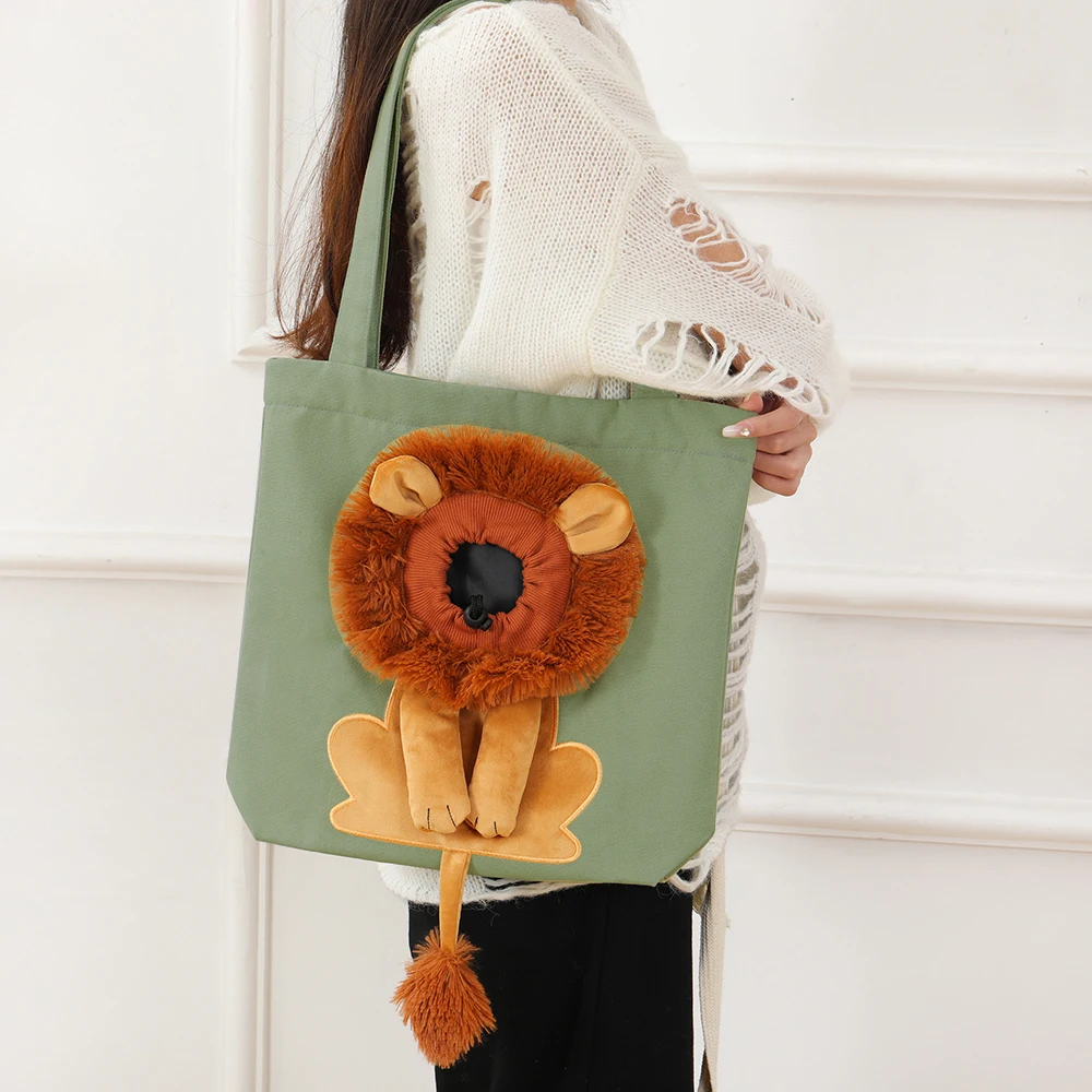 Soft Pet Carriers Lion Design Portable Breathable Bag Cat Dog Carrier Bags Outgoing Travel Pets Handbag with Safety Zippers