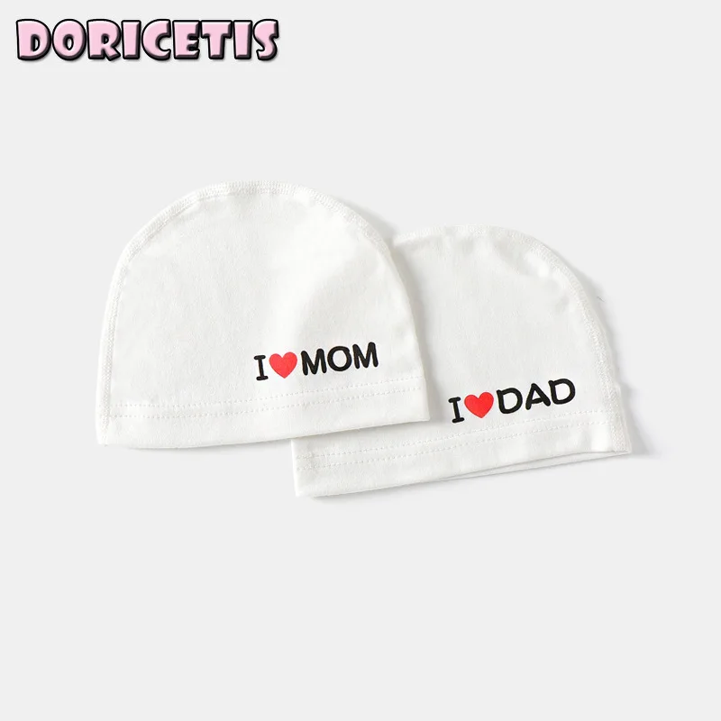 

Newborn Baby Hat Solid Color Simple Letter Pattern Round Cap Children Spring Go Out Activity New Cozy Cotton Thin Section Hat
