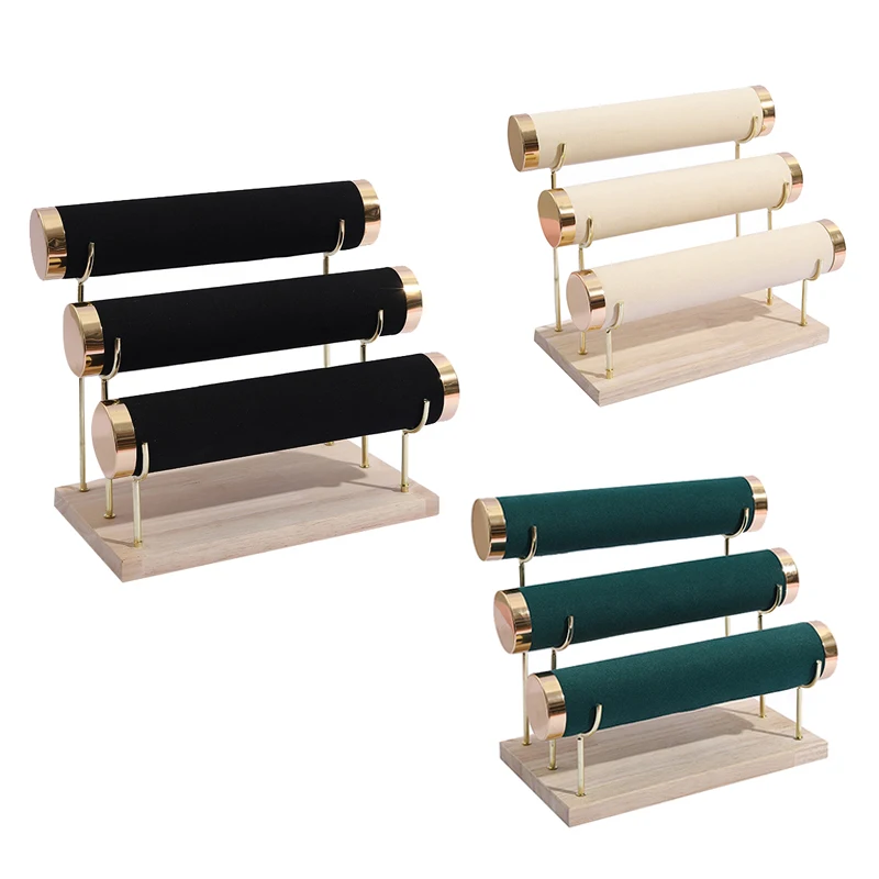 

Wooden Bottom Gold 3-Layer Watch Storage Rack, Bracelet, Bracelet Display Rack, Jewelry Bracelet Display Rack