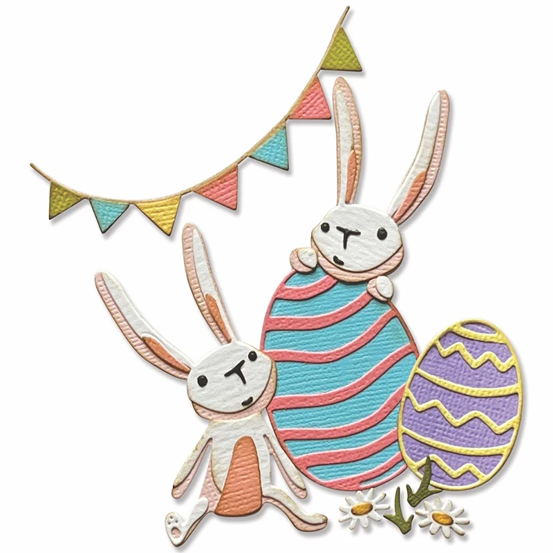 

2022 New Retro Easter Bunny Easter Eggs Metal Cutting Dies For Craft Making Paper Greeting Card and Scrapbooking No Clear Stamps