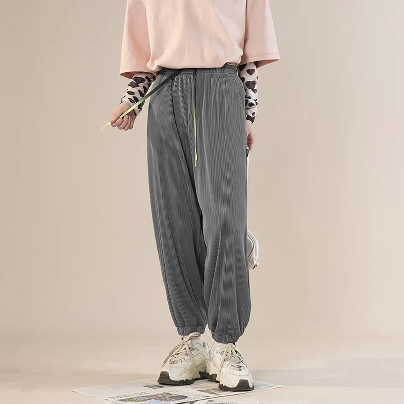

The New Korean Style Can Be Strapped Elastic Trousers, Casual, Loose And Breathable