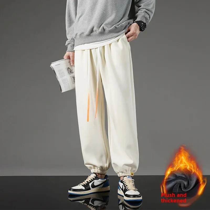 Мужские повседневные брюки на утолщенной флисовой подкладке зима 2022