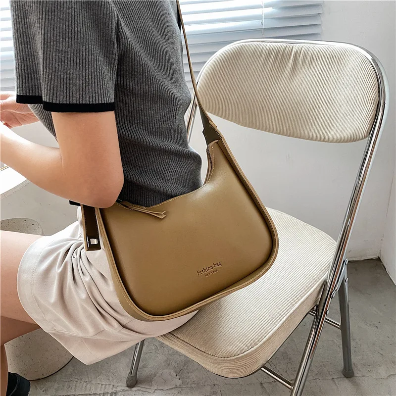 Toptrends Women's Crossbody Underarm Shouder Bag Retro Solid Color PU Leather Luxury Designer Brand Ladies Handbags And Purses