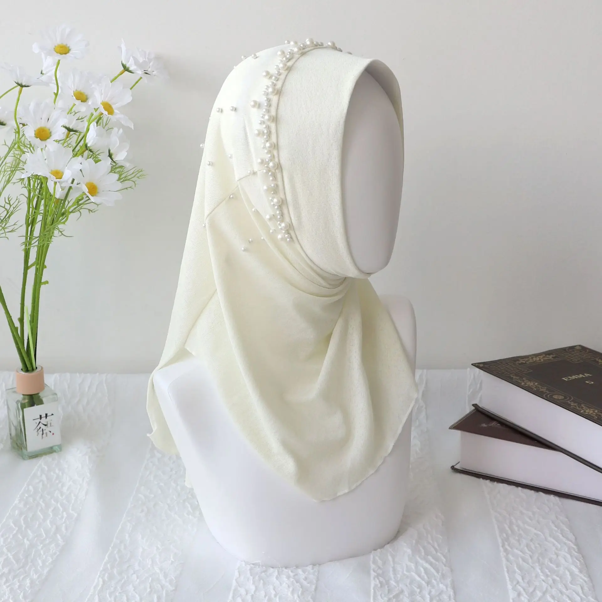 Мусульманский хиджаб из бисера для взрослых однотонная шляпа мягкая женский