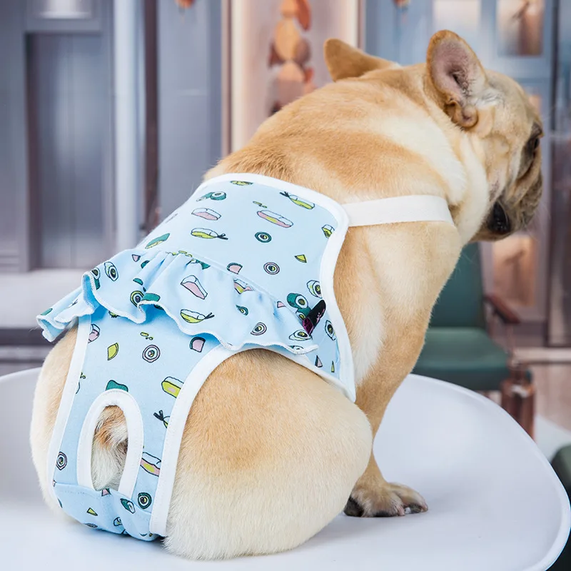 

Female Dog Cat Physiological Pants Diaper Cartoon Print Cotton French Bulldog Dog Shorts Soft Underwear Sanitary Panties Shorts