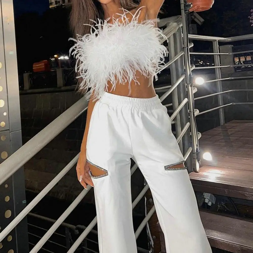

Women Wide Leg Flares Casual Trousers Fashion Hip Hop White Long Flares Pants Streetwear for Daily Clothing