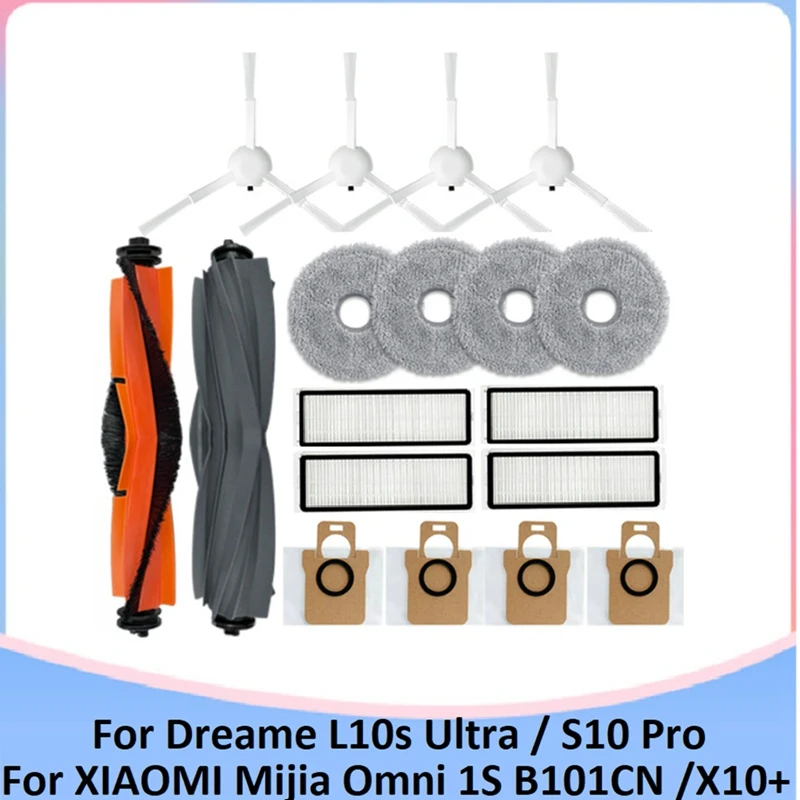 

For Dreame L10S Ultra / S10 Pro Vac For XIAOMI Mijia Omni 1S B101CN Robot X10+ Robot Vacuum Parts Main Side Brush Filter Mop