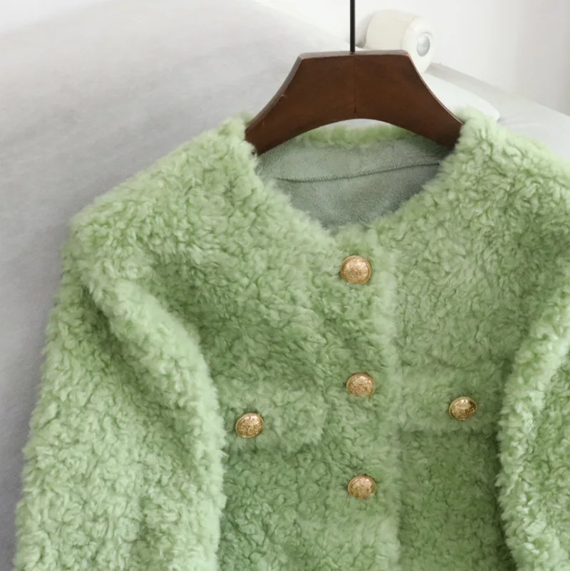 Elegant Round Neck Short Wool Coat 2022 Autumn and Winter New Sweet Women's All-Match Long Sleeve Suit Jackets for Women Street