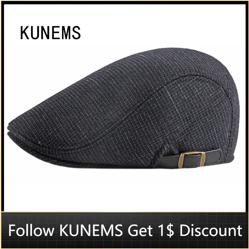 

KUNEMS Fashion Autumn and Winter Newsboy Hats for Man Middle-aged and Plus Velvet Retro Berets Men Casual Forward Hat Dad Cap