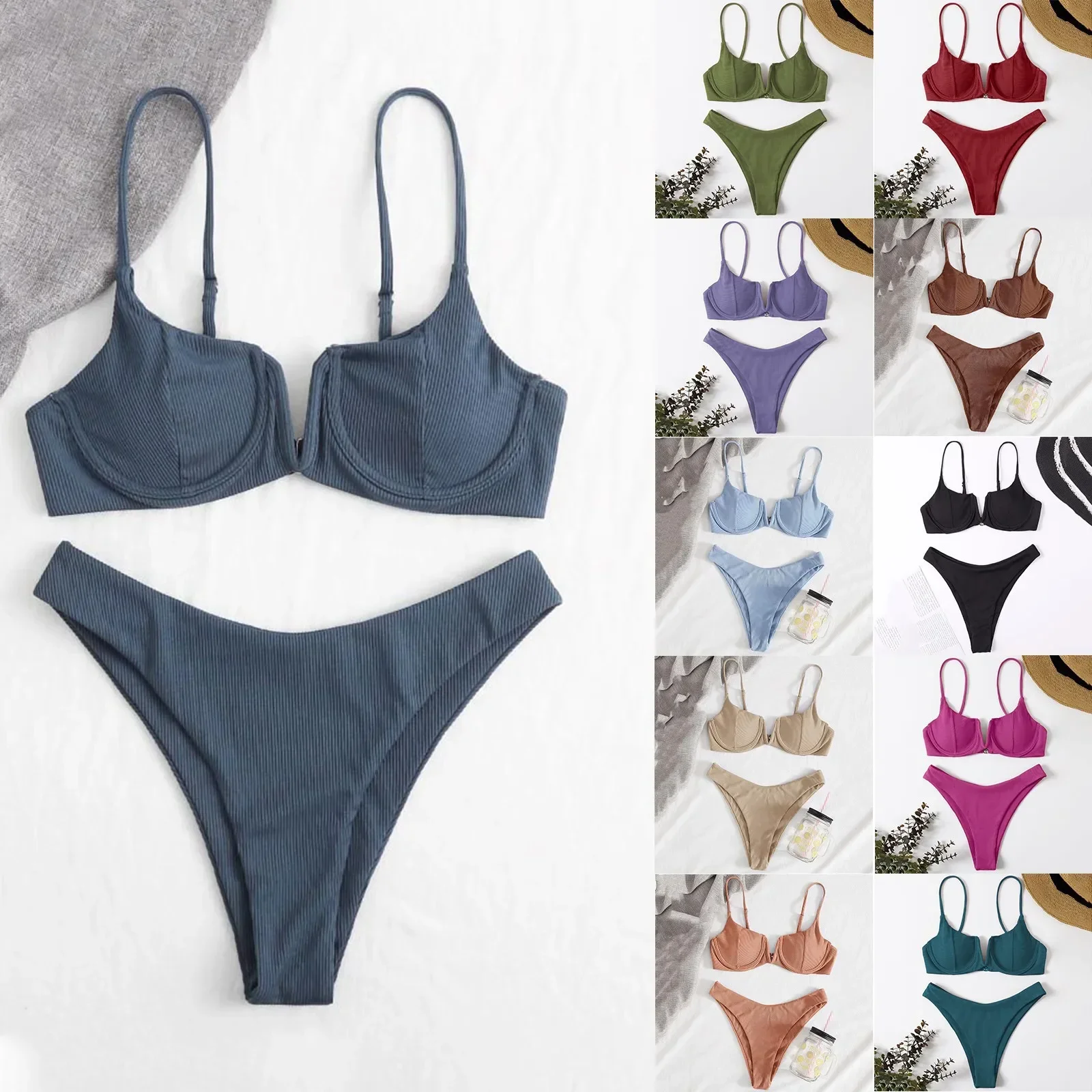 Женский комплект бикини с чашками пуш-ап и