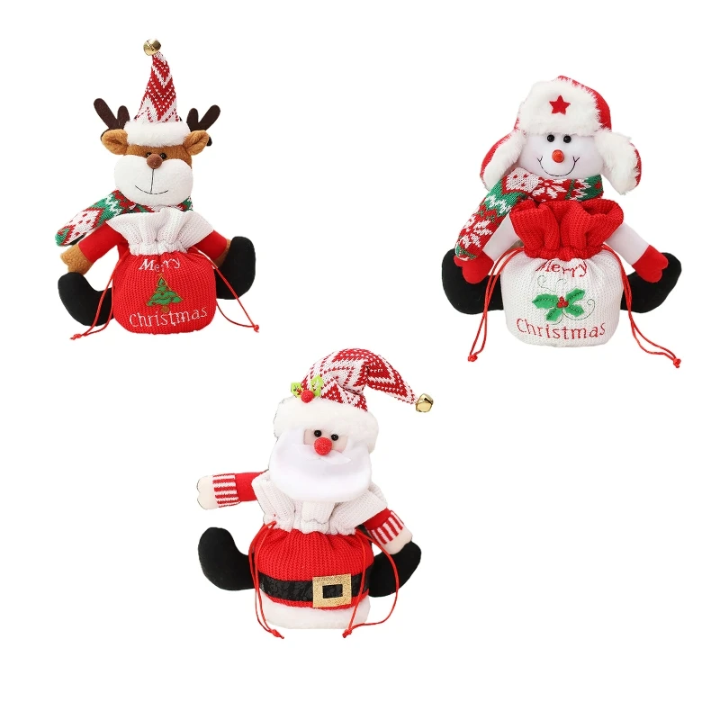 

Christmas for Doll Gift Bag Drawstring Santa Snowman Elk Candy Biscuit Packaging