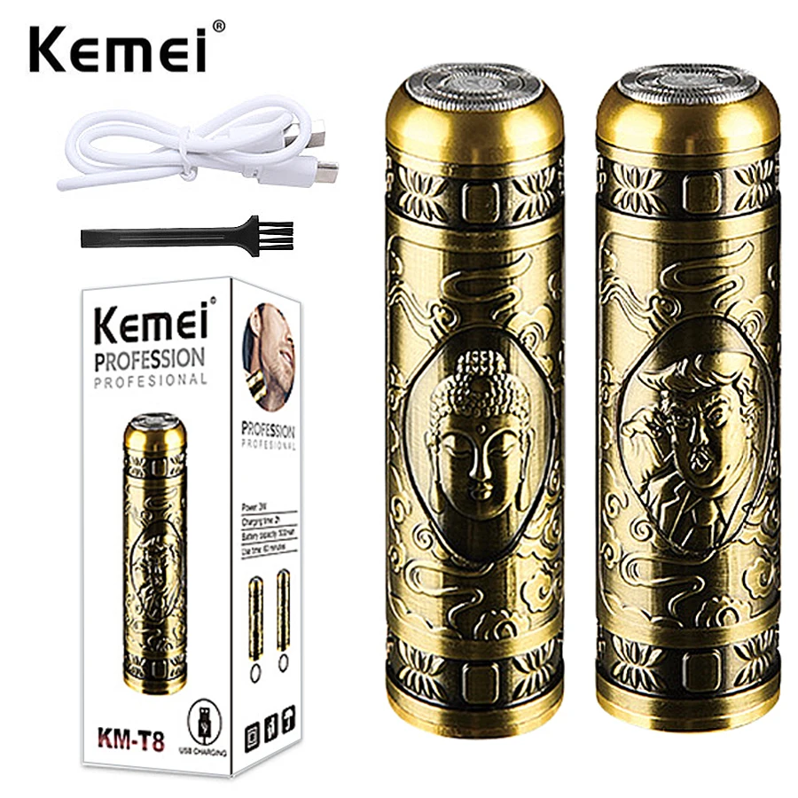 

Перезаряжаемая Бритва для мужчин Kemei T8, Водонепроницаемая бритва для бороды, электрическая бритва с Лысой головкой и дополнительной сеткой