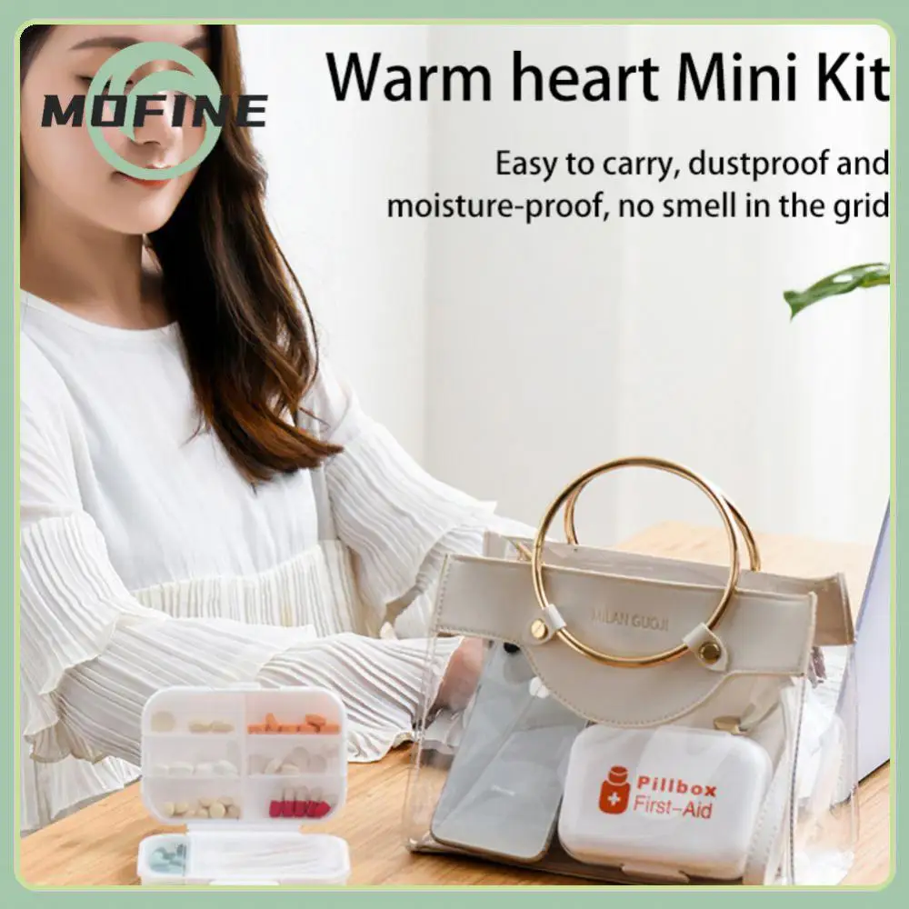 

Portable Pill Cases Travel Dispen Storage Container Colorful Drug Dispenser Packing Container 6 Slot Moisture-proof Pill Box