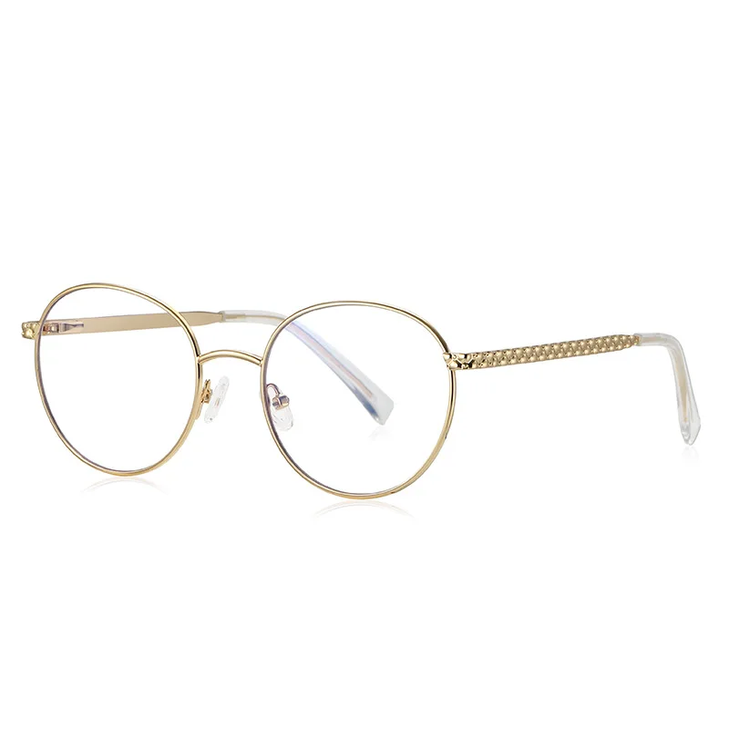 

2023 New Fashion Round Women's Anti blue Glasses Men British Flow Glasses Women Personality Small Frame Metal Frame