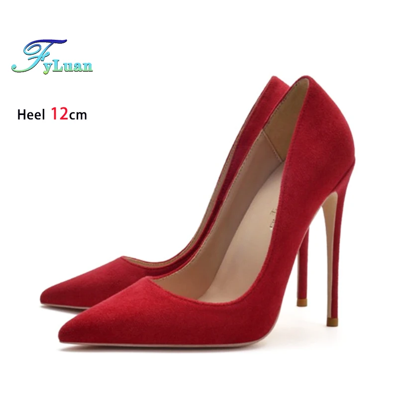 Туфли-лодочки женские замшевые с острым носком на высоком каблуке 8-12 см размеры