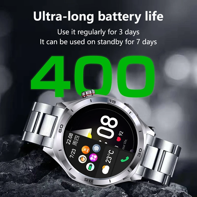 Фото Смарт-часы Lenovo Upgrade Watch с GPS, навигацией Google, NFC, HD-экраном, измерением пульса, функцией звонков, из титанового сплава, для подарка №3