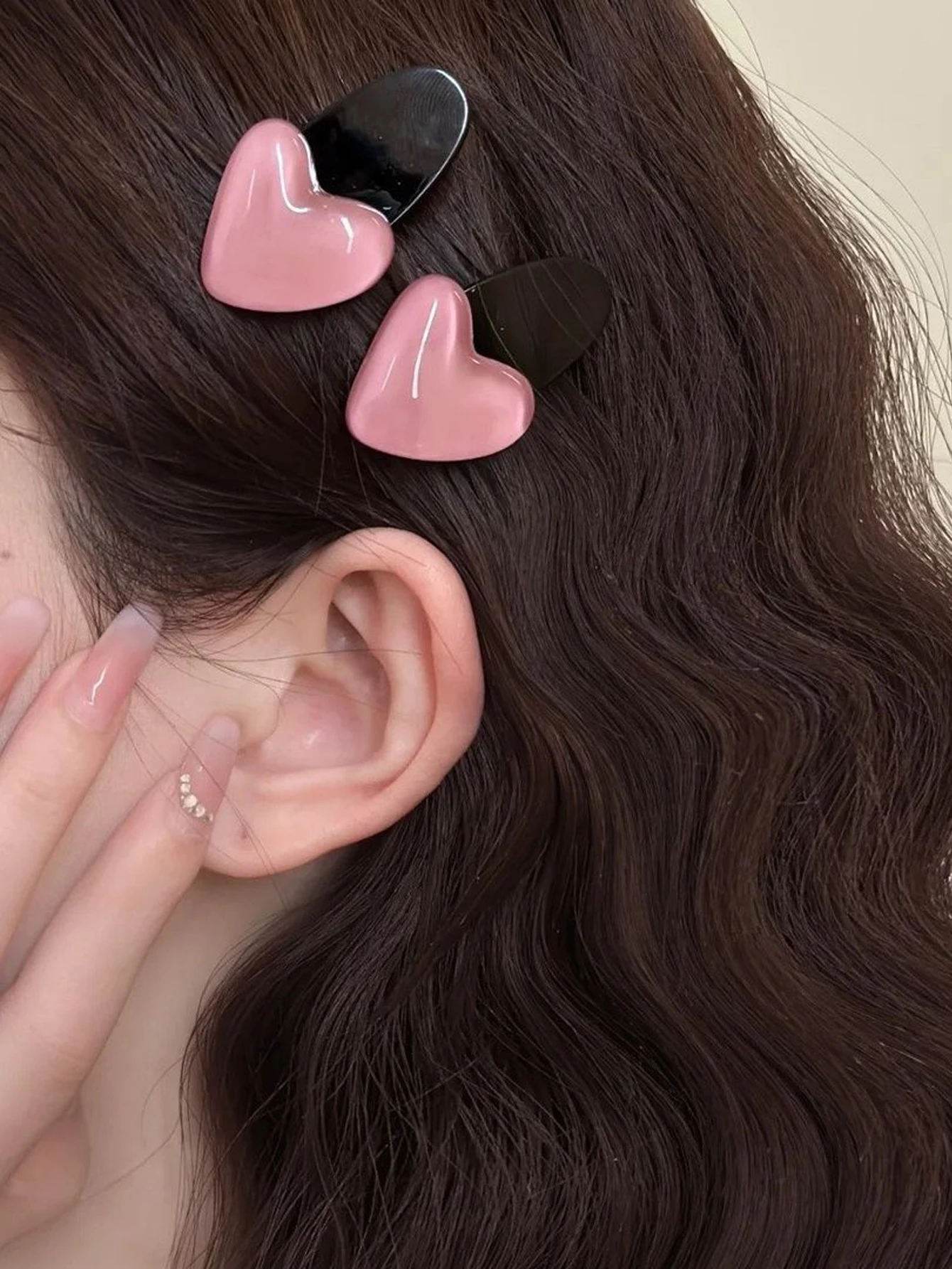 4 шт. прозрачные розовые зажимы для волос в форме сердца