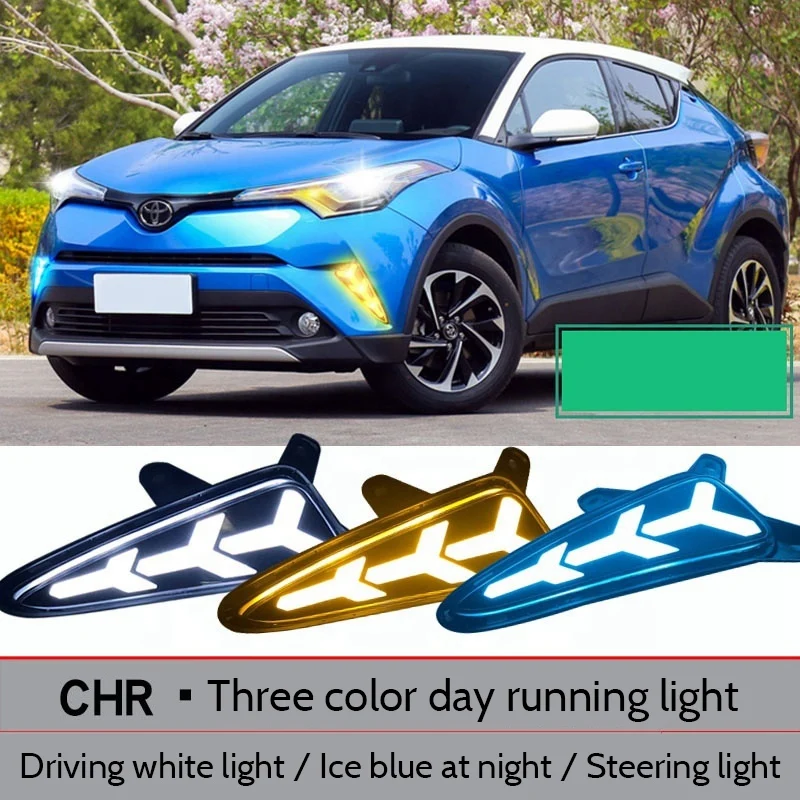 

Car Front Bumper LED DRL Daytime Running Light With Dynamic Yellow Turn Signal Fog Lamp For Toyota C-HR CHR 2017-2018