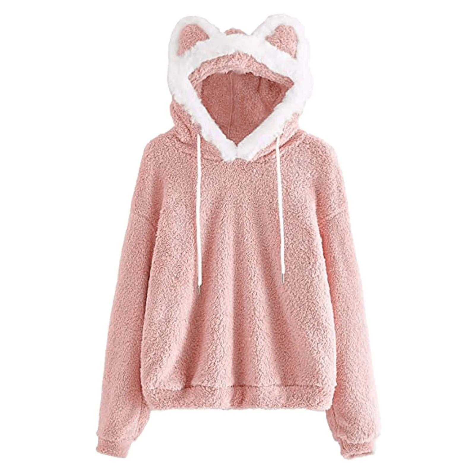 

Knitted Winter Dresses Women Women's Pullover Fuzzy Fleece Sweatshirt Cute Causal Ear Long Sleeve Hoodie Top French Sweatshirt