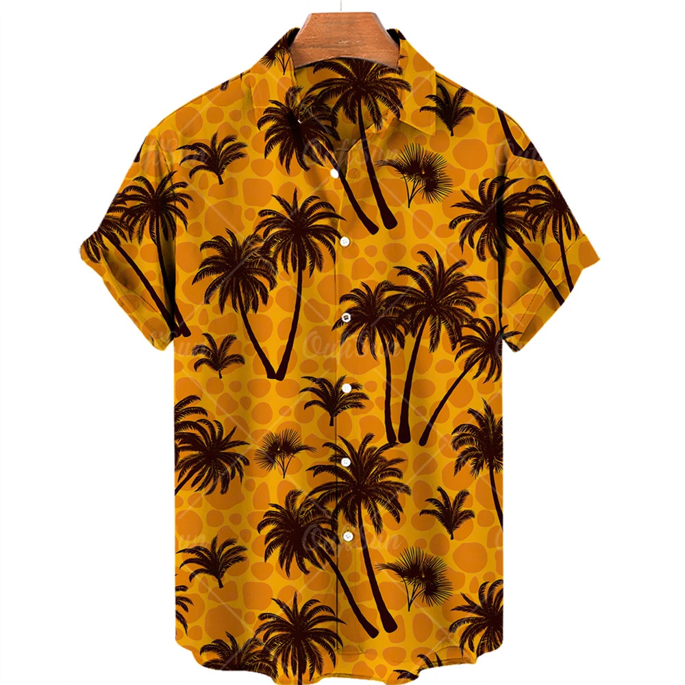 

Havai gömlei 2022 hindistan cevizi aac baskl ksa kollu erkek yaz rahat moda düme plaj gömlek hzl kuru üst S-5xl