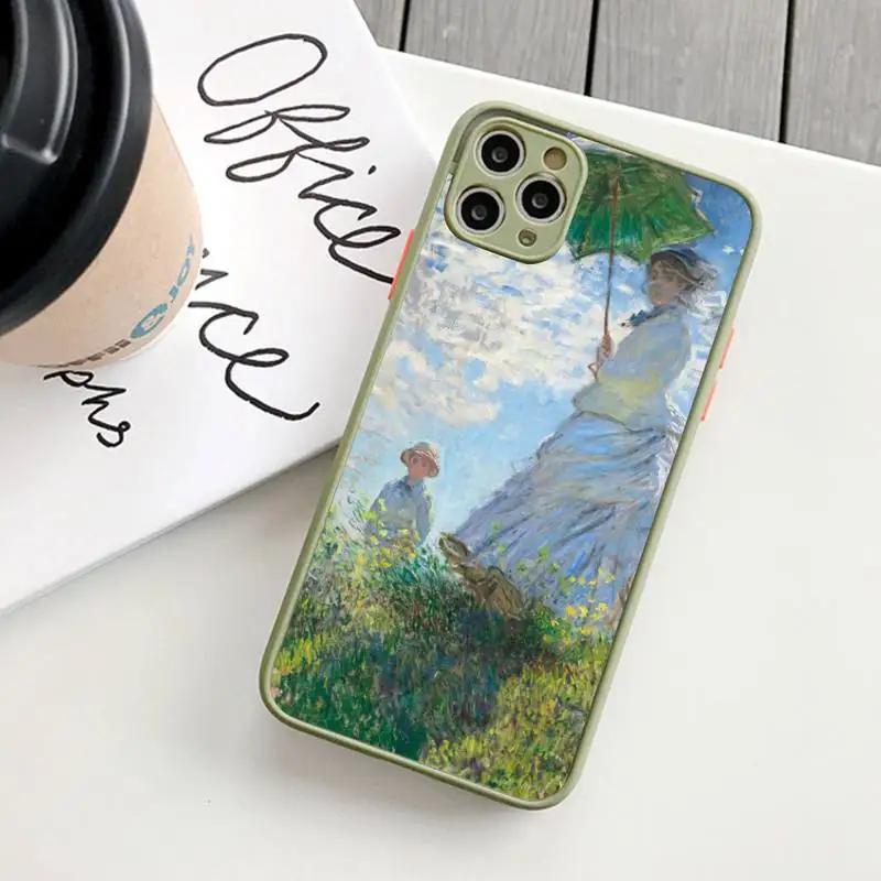 Claude Monet Print Phone Case for iPhone 14 11 12 13 Mini Pro Max 8 7 Plus X XR XS MAX Translucent Matte Cover