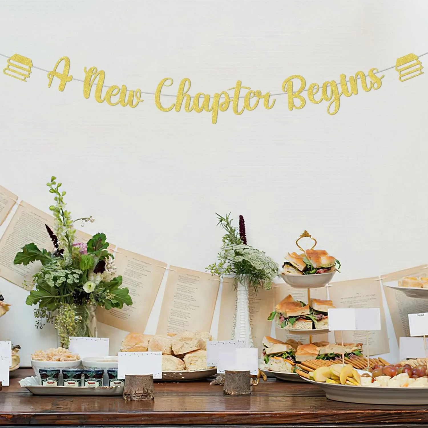 Сюрприз новая глава для начинающих баннер с золотым блеском тема книги украшения