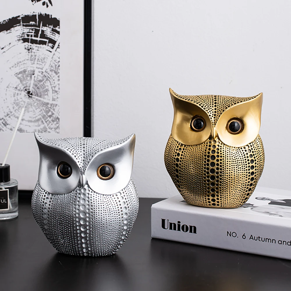 

Owl Figurine Animal Resin Statue Home Decoration Desk Accessories Modern Sculpture Art Office Decoration Polka Dot Doll Gifts