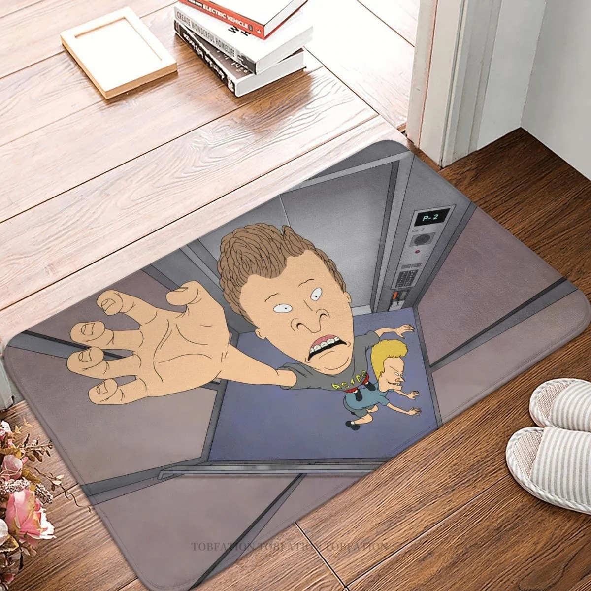 

Beavis and Butthead Funny Sarcastic Cartoon Bedroom Mat Help Doormat Flannel Carpet Balcony Rug Home Decoration