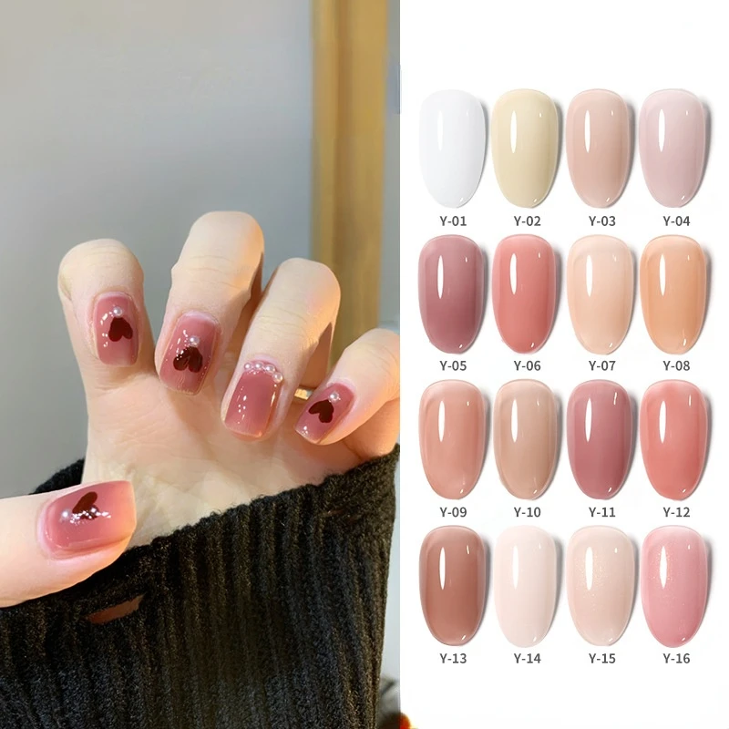 

Icy Nude Nail Polish Glue 16 Color Set Popular Color Jade Color Jelly Color