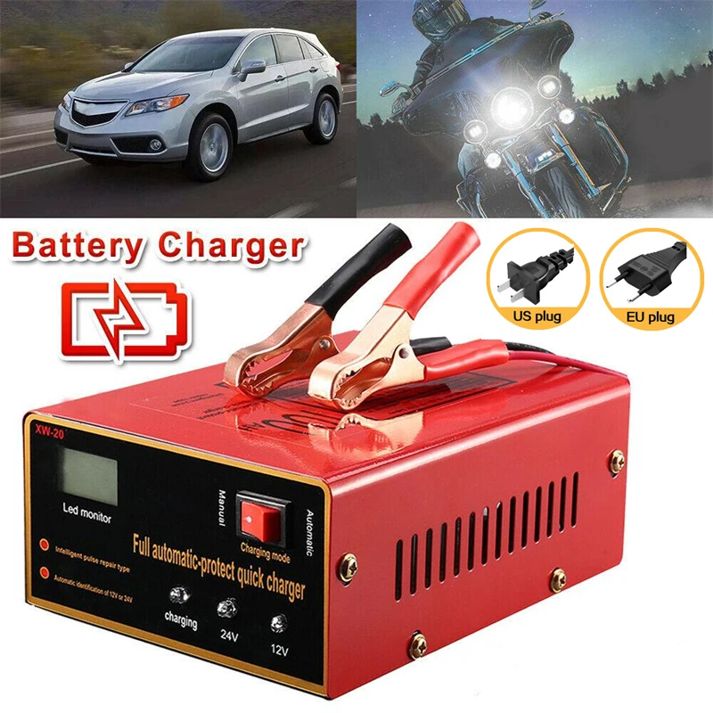 

Зарядное устройство для аккумуляторов с ЖК-дисплеем, 12 В/24 В