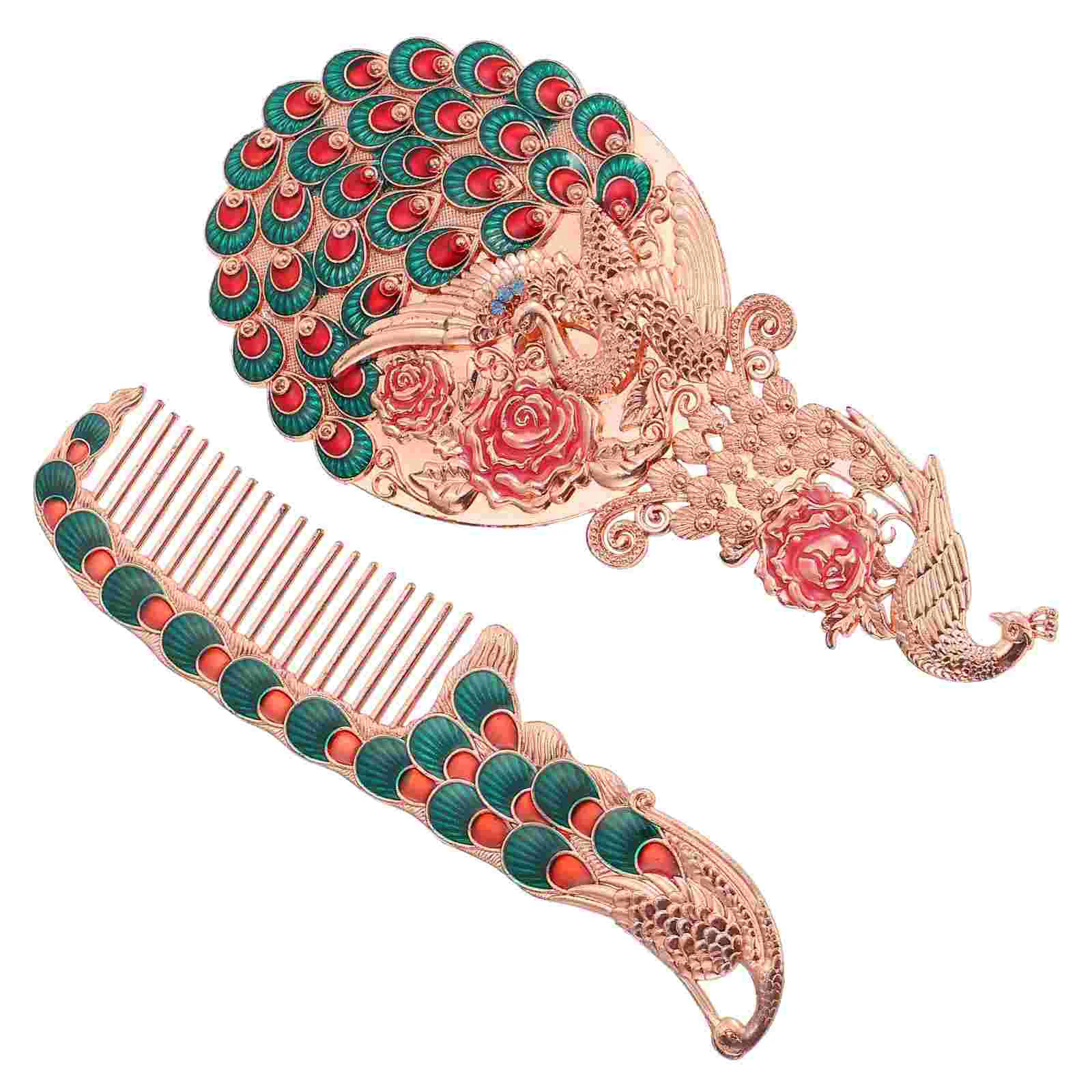 

Женская расческа и зеркало в стиле ретро с зеркальным рисунком