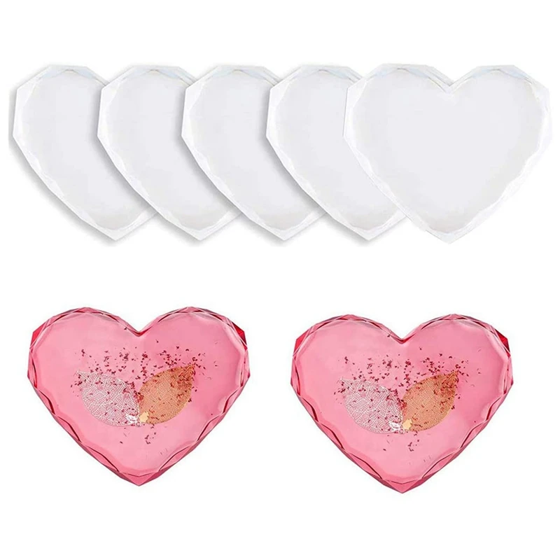 

15Pcs Silicone Coaster Moulds For Resin Cup Mats Mould Epoxy Casting Moulds Diamond Edge Heart Coaster Molds