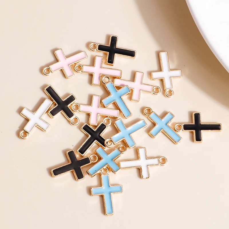 

10pcs 11x17mm Fashion Enamel Cross Charms for Jewelry Making Women Cute Drop Earrings Pendants Necklaces DIY Bracelets Gifts