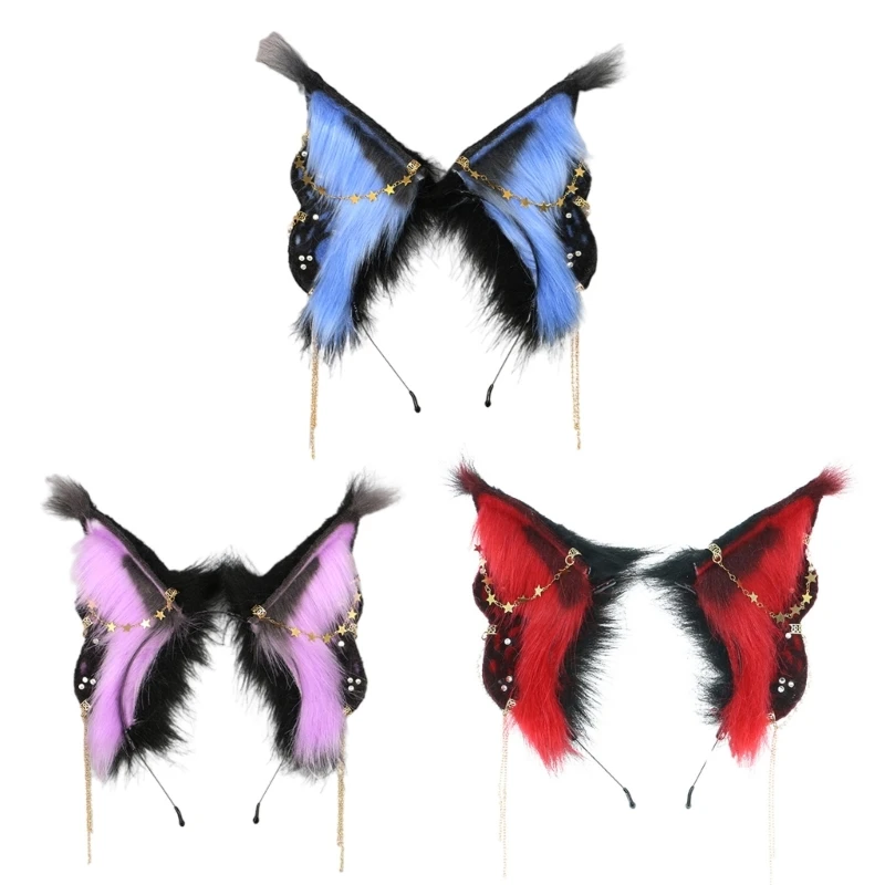 

LolitaHeadband Faux Fur Headband CatEar Hair Hoop Plush CatEar Headband