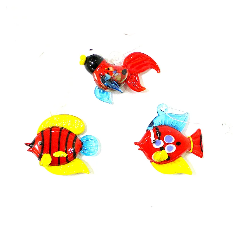

3PCS Colorful Floating Glass Bubble Tropical Fish Mini Figurines Ornaments Aquarium Decor Cute Sea Animals Small Statue Pendants