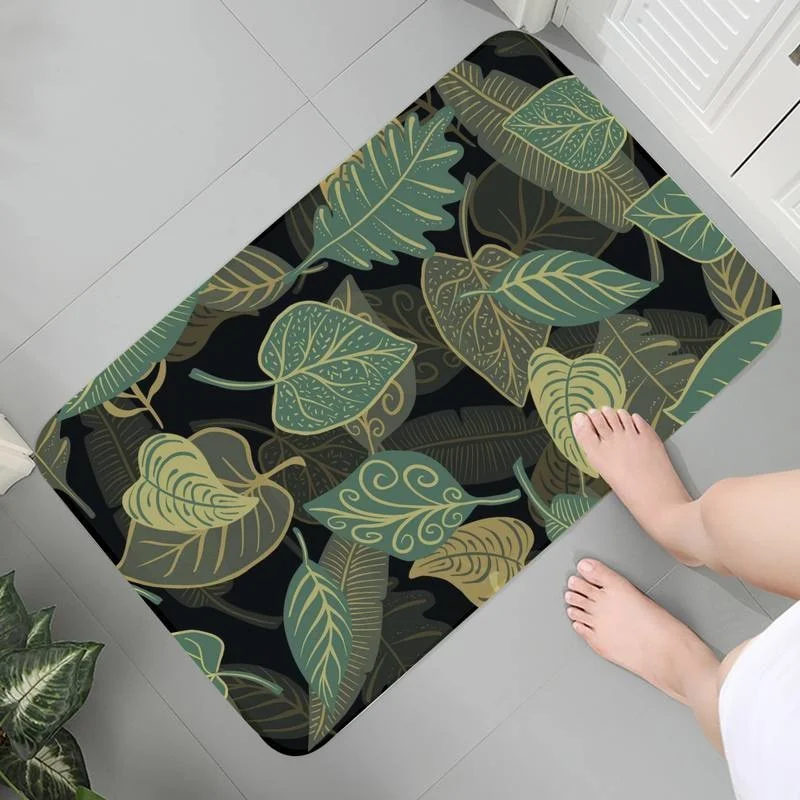 

Mats Bedroom Living Room Carpet Washable Flannel Rug Hallway 3D Children Crawling Leaf Pattern Prayer Rug Area Rugs Bath Mats
