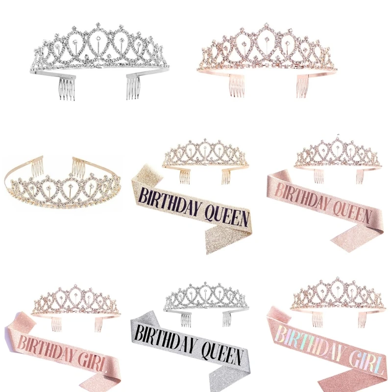 

Birthday Girl Sash and Tiara for WomenRhinestones Crown Decorations Party Favor
