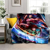 3d printed art blanket flannel anime duvet home decorative demon slayer springautumn fleece blankets for children kids bedding