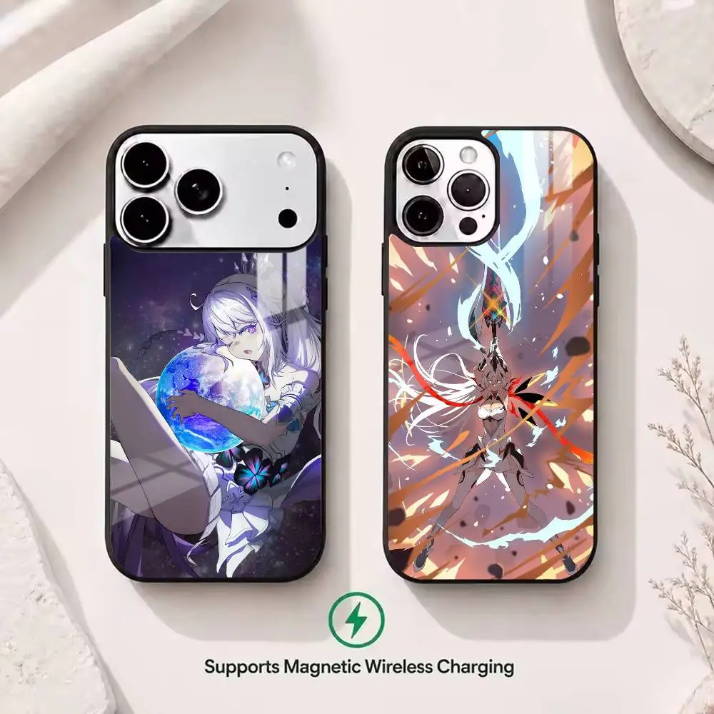 Фото Чехол для телефона Game H-Honkai Impact 3rd Kiana Kaslana для iPhone 13 14 15 11 12 16 17 Pro Plus с магнитной застежкой №1