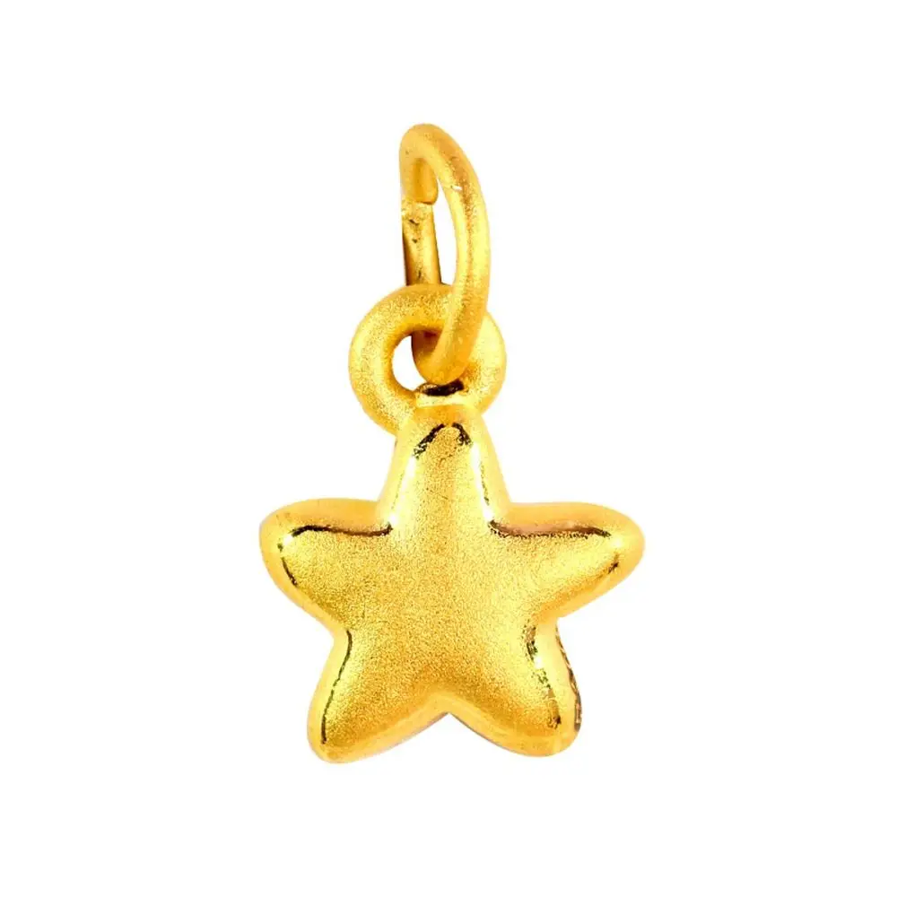 

Pure 999 24K Yellow Gold Men Women Lucky Gift 3D Small Star Pendant 0.5-0.6g