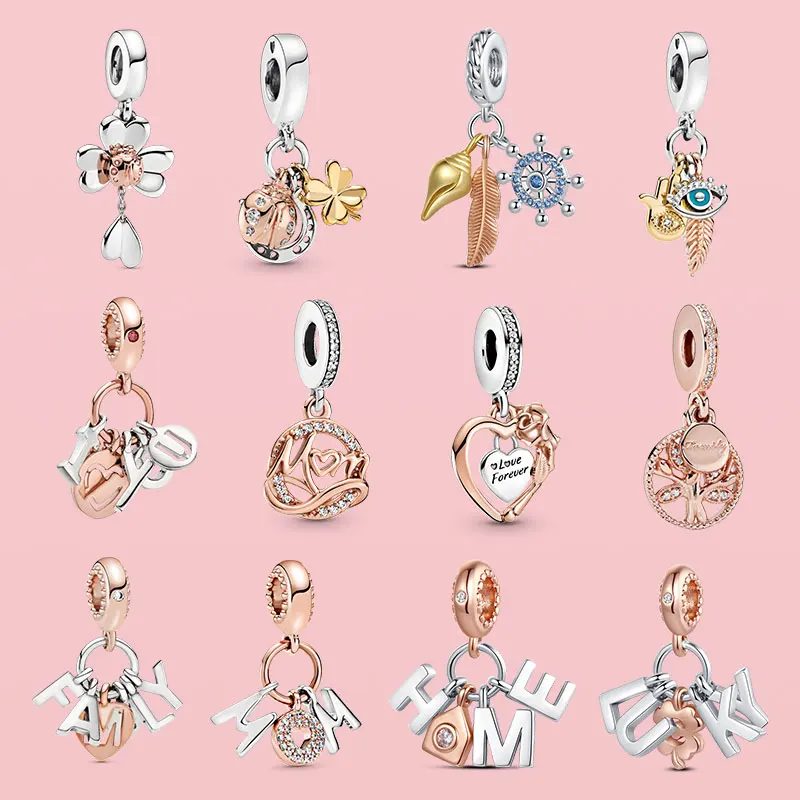 Подвески из стерлингового серебра 925 пробы подвески розового золота с бусинами в