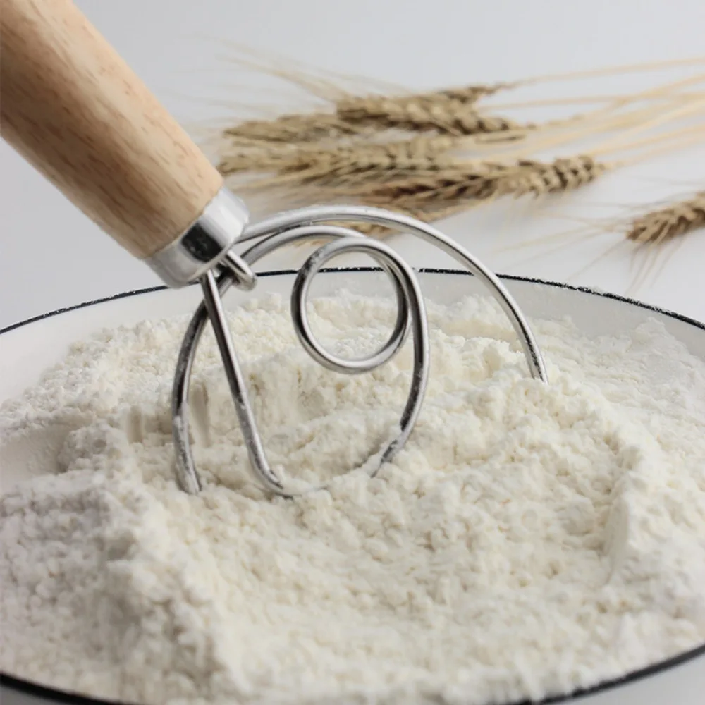 Practical Single/Double Circle Egg Beater Stainless Steel Durable Flour Mixer Wooden Handle Pastry Blender Cake Bakeware