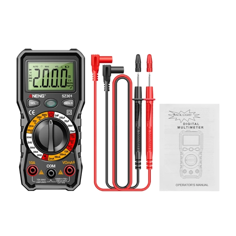 

Digital Multimeter AC Voltmeter Current Meter Ohm Voltage Meter Continue/Diode/Voltage Tester for Household Home