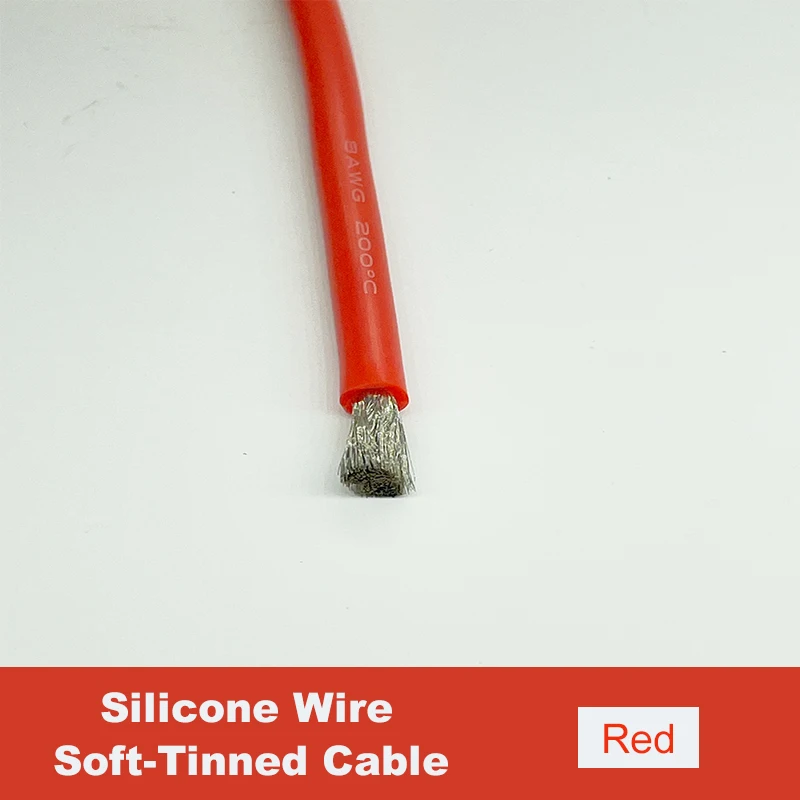 

bytebattle Термостойкий силиконовый провод 8AWG-0AWG красный/черный