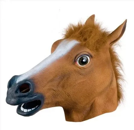 

Funny Rubber Mask Halloween Cosplay Horse Head Mask Animal Headgear Party Performance Props