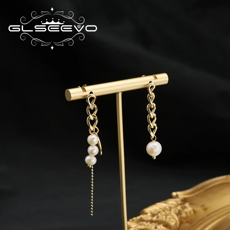 GLSEEVO оригинальный дизайн 2023 дисимметричные жемчужные Висячие Серьги Цепочка