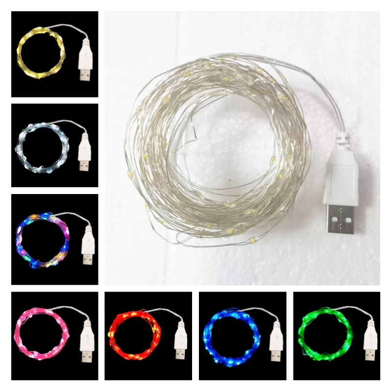 

5Pcs USB Silver Filigree LED String Lights Christmas Decorations for Home Fairy Garland Garden Outdoor Decor Lamp Waterproof