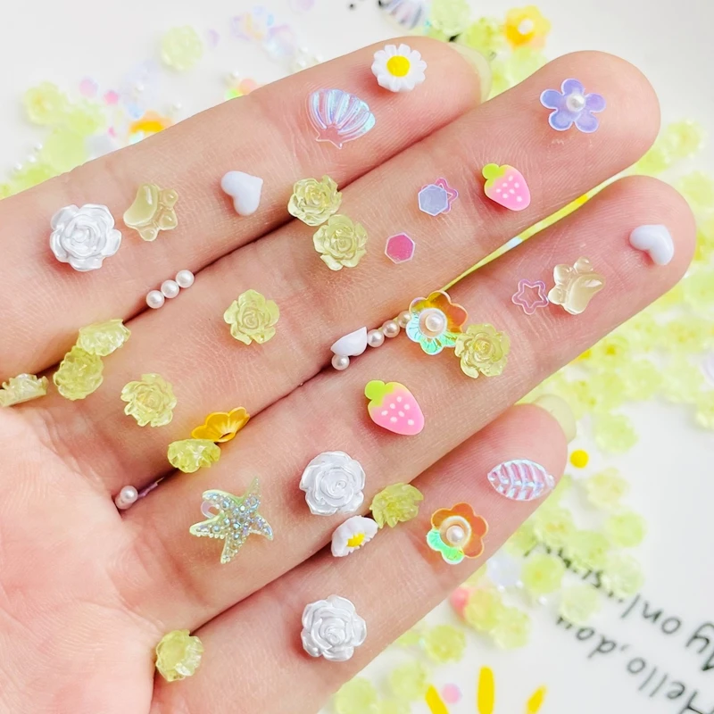 100 шт. новинка Милая Мини-фигурка из блестящей фотосмолы украшение для маникюра с